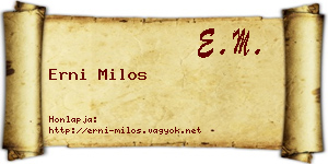 Erni Milos névjegykártya